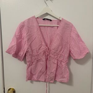 Zara Pink Striped Blouse
